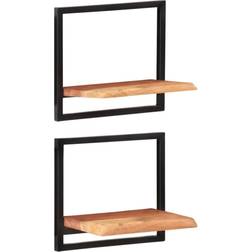 vidaXL 2x Acacia&Steel Wall Shelf