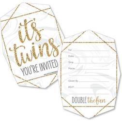 It's Twins Shaped Fill-in Invitations with Envelopes 12 Ct White