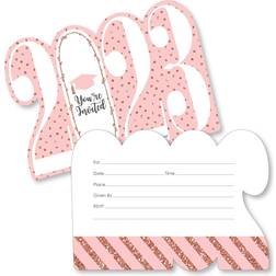 Rose Gold Grad 2023 Shaped Fill-In Invitations with Envelopes 12 Ct Pink