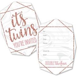 It's Twin Girls Shaped Fill-in Invitations with Envelopes 12 Ct Pink