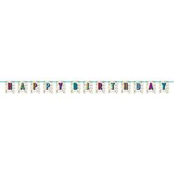 Club Pack of 12 White and Blue Birthday Burst Party Banner 84.5