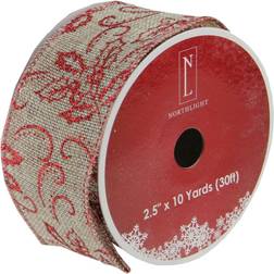 Northlight Burlap Wired X-Mas Craft Ribbon 2.5 X 120 Yards