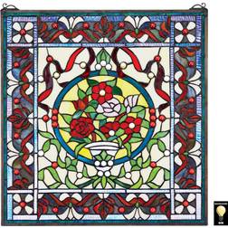 Design Toscano Panier Fleurs Stained Glass Decoration