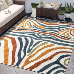 Abani Rugs Hampton Contemporary Zebra Print Multicolor, Blue, Green, Brown, Gold, Yellow 48x72"