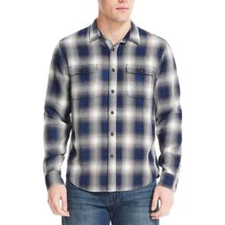 Lucky Brand Men's Wool Workwear Long Sleeve Over-Shirt, Indigo Plaid