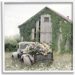 Stupell Industries Magical Farmhouse Green Vine Botanicals Flower Field Wall Framed Art 12x12"