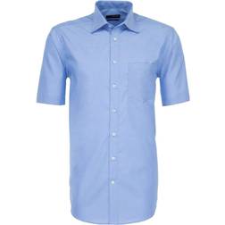 Seidensticker Non-iron Fil a Fil Short Sleeve Business Shirt - Medium Blue