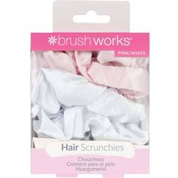Brushworks Pink & White Satin Scrunchies X 4