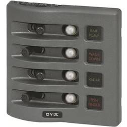 Blue Sea Systems 4374 WeatherDeck 12V DC Waterproof Circuit Breaker Panel Gray, 4 Positions
