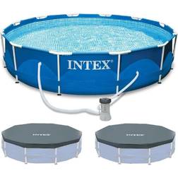 Intex 12'x30" Metal Frame Swimming Pool with Pump & 2 Pool Cover 74.1