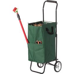 Gardenised Steel Leaf Patio Storage Cart on Wheels, Green