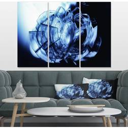 Design Art Fractal 3D Blue Glass Pattern Abstract 3 Wall Decor 28x36" 3