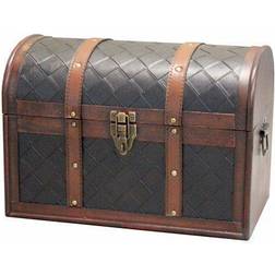 Vintiquewise Wooden Round Top Treasure Chest