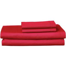 Lacoste Home Solid Cotton Percale Bed Sheet Red