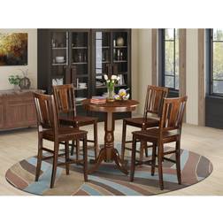 East West Furniture Mahogany Rubberwood 5-piece Counter-height Pub Dining Set