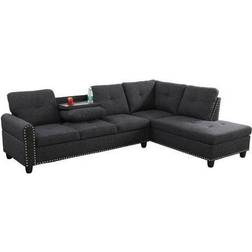 Star Home Living L Shaped Modern Right Facing Black Sofa 103.5" 4 Seater