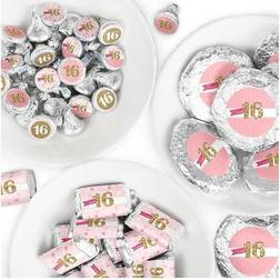 Sweet 16 16th Birthday Party Candy Favor Sticker Kit 304 Pieces Pink