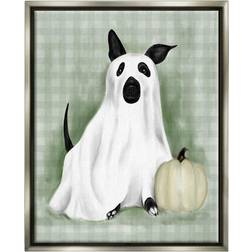 Stupell Industries Dog Ghost Halloween Costume Floater Framed Art