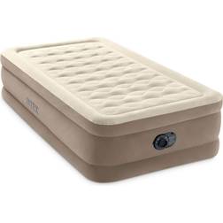 Intex 64427ED Dura-Beam Deluxe Ultra Plush Air Mattress w/Built-in Pump, Twin, Beig/Green