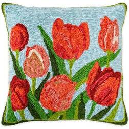 Plow & Hearth Tulips Hooked Complete Decoration Pillows Red, Pink