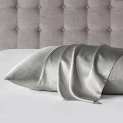 Madison Park Mulberry Silk Luxury Pillow Case Gray, White