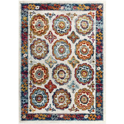 modway Rug Multicolor, Orange, Yellow, White, Blue, Red