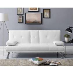 Naomi Home Futon White Sofa 66" 4 Seater