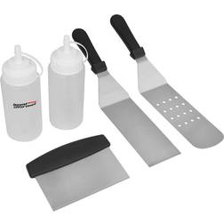 Royal Gourmet Stainless Steel Set Scraper/Chopper, Perforated Turner, 2 Bottles 5-Pieces Spatula