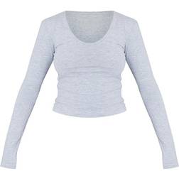 PrettyLittleThing Basic Blend Longline Long Sleeve Top - Grey