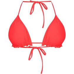 PrettyLittleThing Frill Edge Padded Bikini Top - Neon Coral