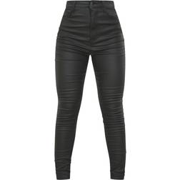 PrettyLittleThing Hourglass Coated Skinny Jeans - Black