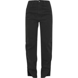 PrettyLittleThing Split Hem Jeans - Washed Black