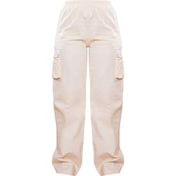 PrettyLittleThing Wide Leg High Waisted Cargo Trousers - Cream