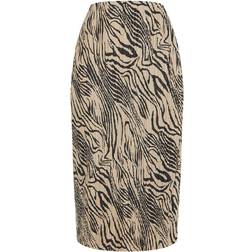 PrettyLittleThing Zebra Print Plisse Printed Midi Skirt - Brown