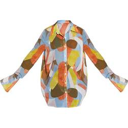 PrettyLittleThing Abstract Printed Oversized Beach Shirt - Multi