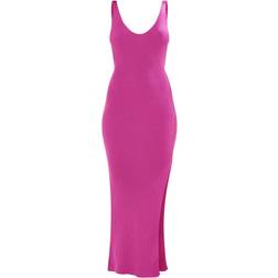 PrettyLittleThing Plunge V Neck Knit Maxi Dress - Lipstick Pink