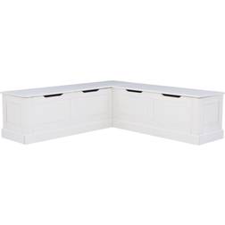 Linon Tobin Backless Corner Breakfast Nook White Settee Bench 62.4x18.2"