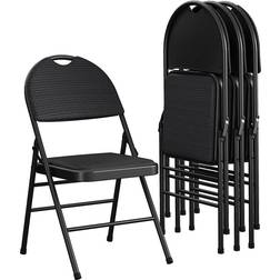 Cosco Commercial XL Comfort Fabric Padded Metal Folding Chair 4-Pack Black