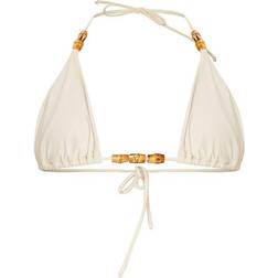 PrettyLittleThing Wooden Bead Triangle Bikini Top - Sand