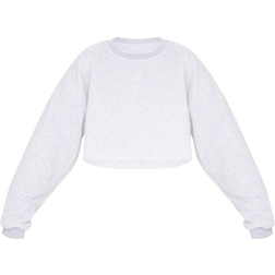 PrettyLittleThing Oversized Crop Sweatshirt - Ash Grey