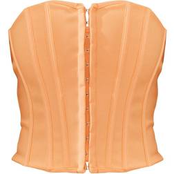 PrettyLittleThing Bandage Hook And Eye Structured Corset Top - Peach