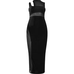 PrettyLittleThing Slinky Mesh Insert Racer Midaxi Dress - Black