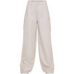 PrettyLittleThing Woven Linen Feel Tailored High Waist Wide Leg Trousers - Stone