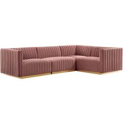 modway Conjure Channel Performance Velvet Sectional Sofa 109.5" 4 3 Seater