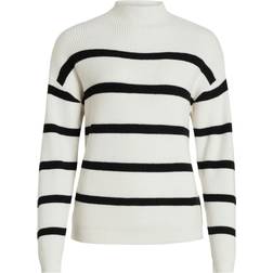 Vila Striped Knit Sweater - White Alyssum