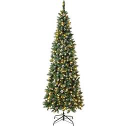 National Tree Company First Traditions 7.5' Pre-Lit Slim Snowy Oakley Christmas Tree