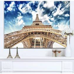 Design Art Beautiful view of Paris Eiffel Tower under Clouds Cityscape Wall Decor