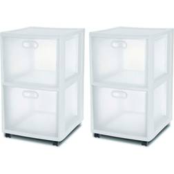 Sterilite 36208002 Ultra 2 Drawer Plastic Rolling Storage Container 2 Pack