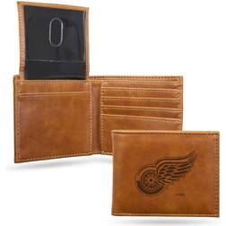 Rico Detroit NHL Red Wings Laser Engraved Brown Billfold Wallet