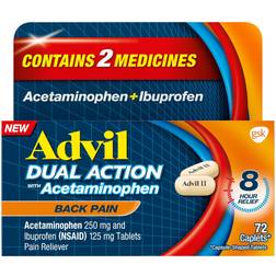 Advil Dual Action Back Pain Caplets for Back Pain 72 Gel